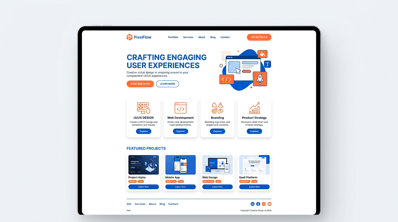 UI design with complementary colors - blue and orange scheme
