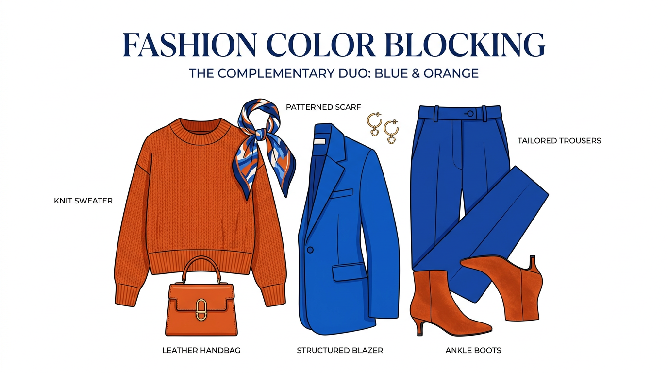 Fashion color blocking with complementary colors